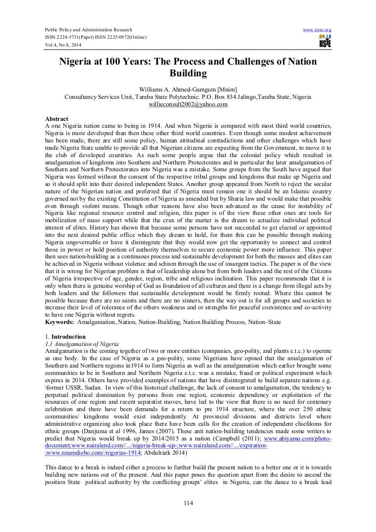 an essay on nation building